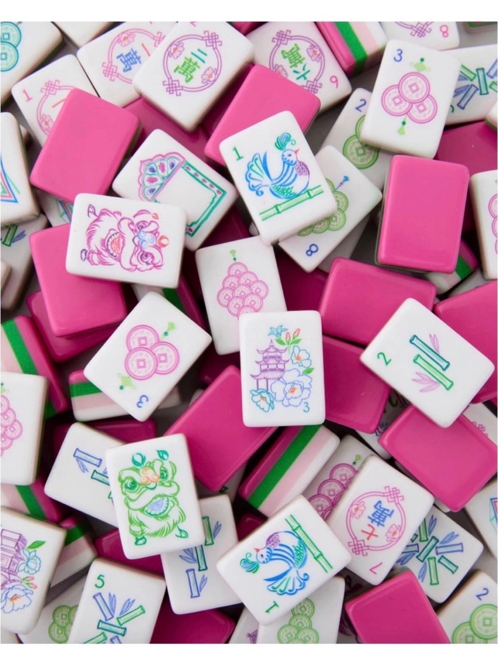 NIB Sealed American Mahjong Tile Set Pink elephant 4 layers luxury acrylic pink